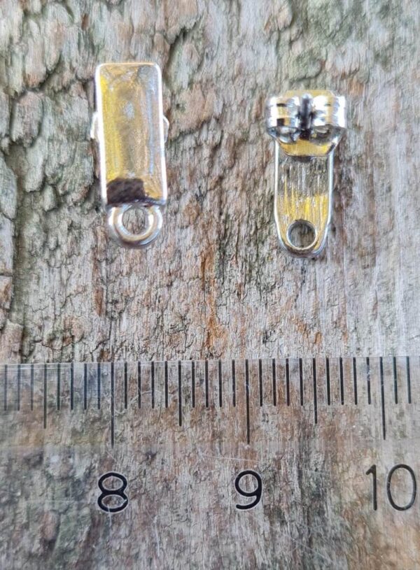 Base orecchino perno rettangolino con anellino porta pendente