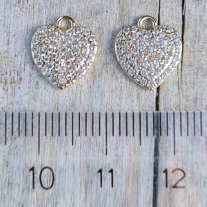 Cuore pendente in Ottone galvanizzato con zirconi