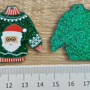 Maglioncino natalizio verde con babbo Natale in resina