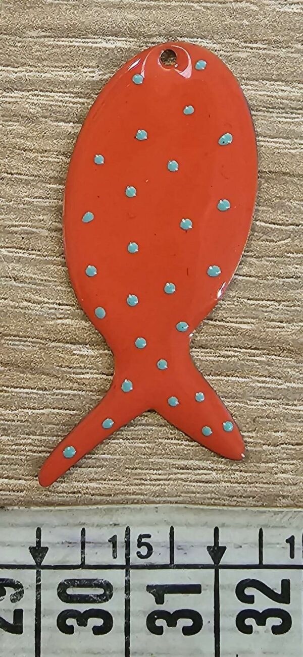 Pesce colore davanti a pois e retro tinta unita