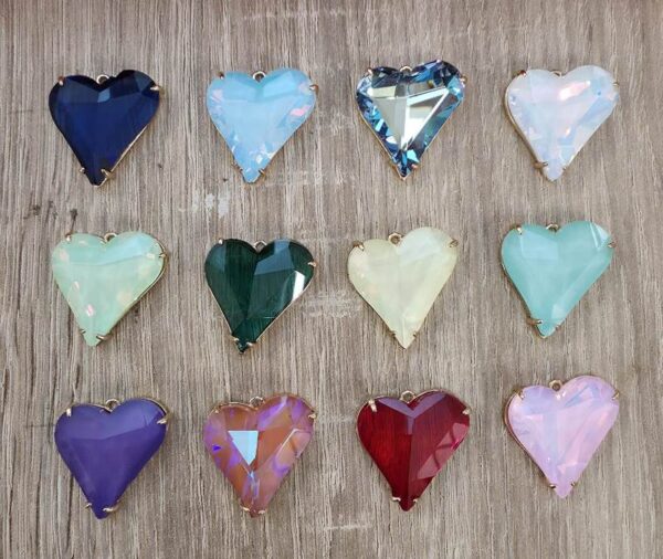 Ciondolo Cuore in Ottone con Cristallo incastonato